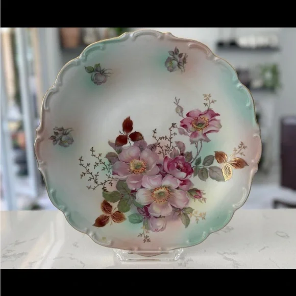 1940'S SCHUMANN - BAVARIAARZBERG DESERT ROSE 12 CHOP PLATE GERMANY